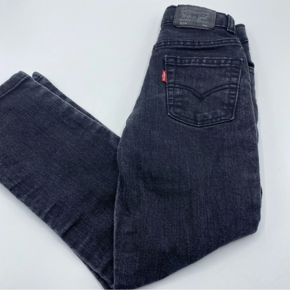 Levis 511 Slim Performance Jeans Dark Wash Waist Kids Size 7X Reg 7-8 Years Girl